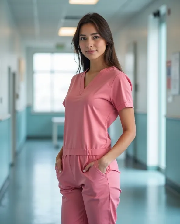 Dental practice team in custom white scrub tunics