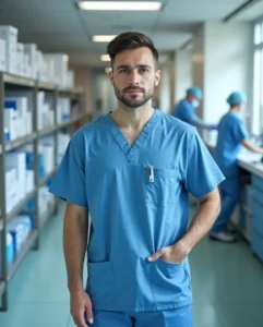 Ceil blue custom scrubs held to a retained shade standard