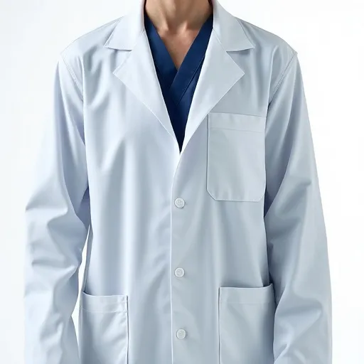 Custom lab coat in a white specified to survive commercial laundry