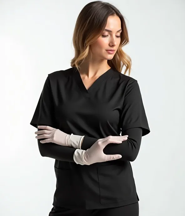 Thumb-hole long sleeve underscrub worn as a base layer