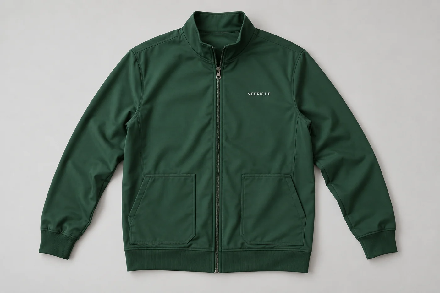 Hunter green zip-front warm-up jacket