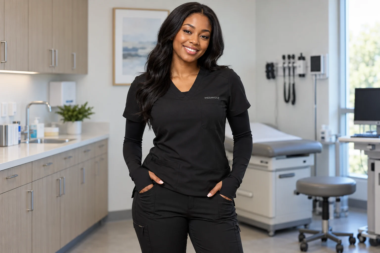 Black long-sleeve underscrub base layer